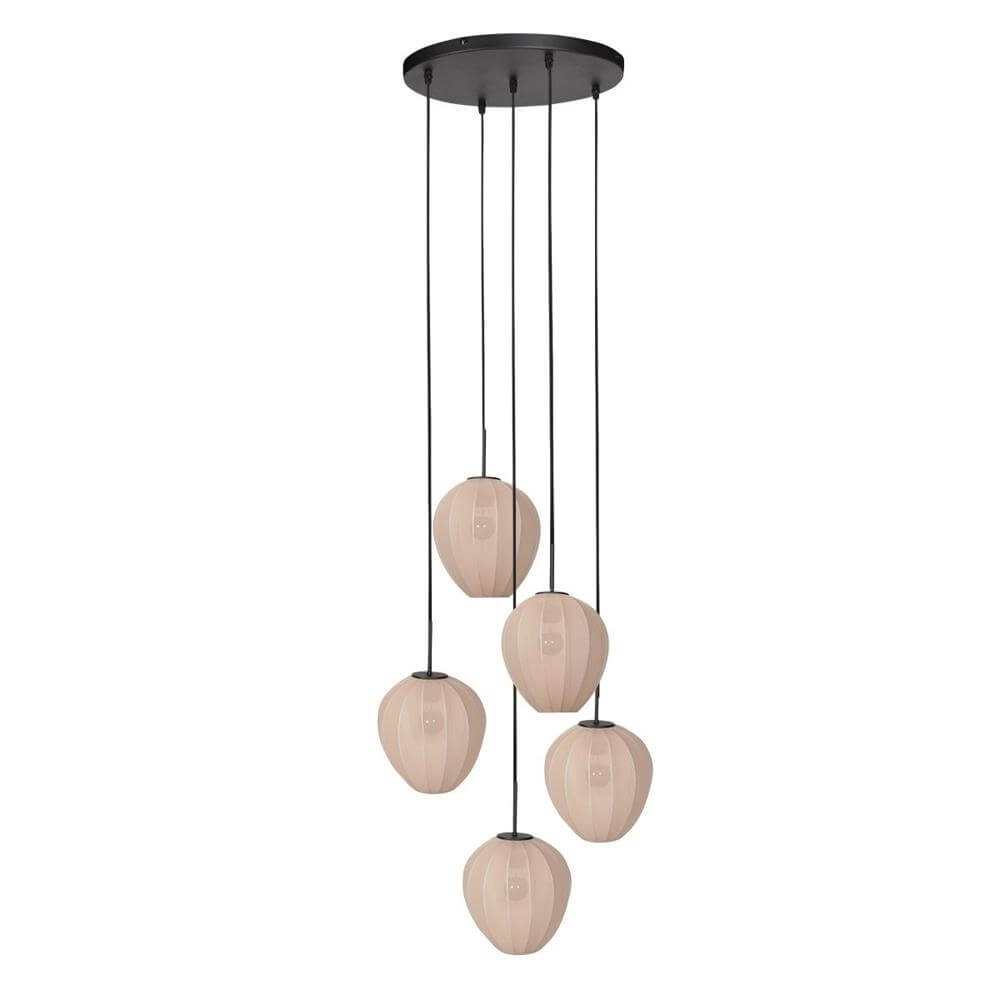 5-light pendant lamp HaloSwap Round black and cream hoods Steinhauer 8712746179644