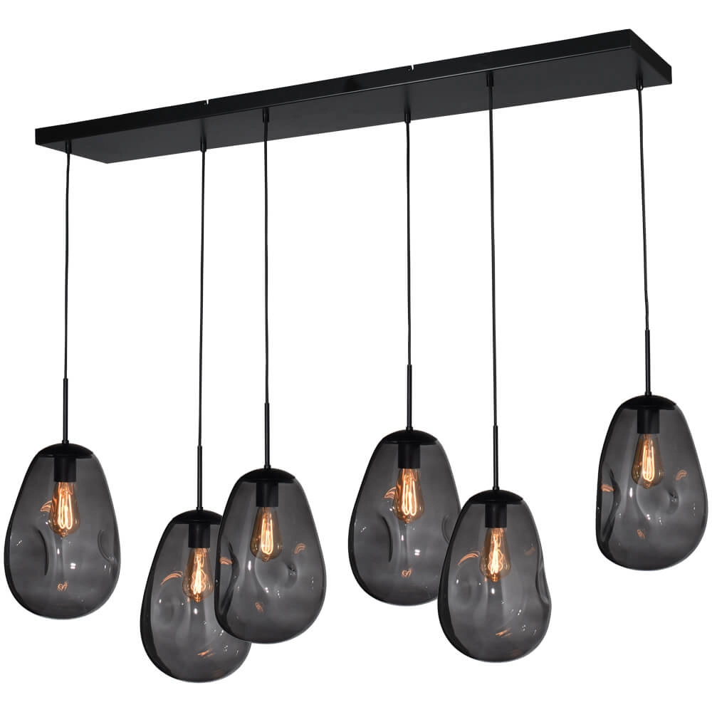 Hanging lamp Lava 6x smoke glass Ø 22.5cm