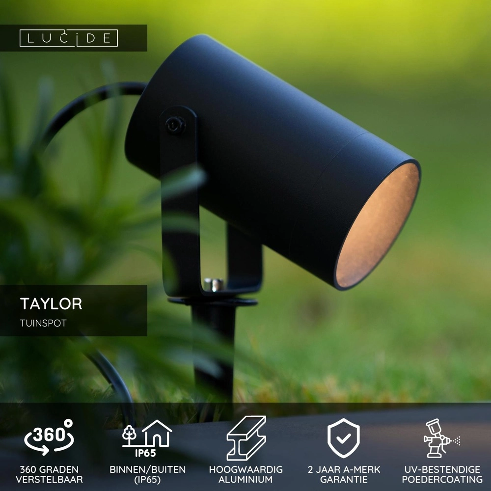 Spike spot Taylor IP65 black Lucide 5411212092755