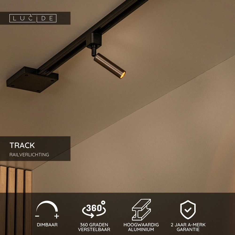 Rail spot Track Keoni 1-phase coffee brown Lucide 5411212094155