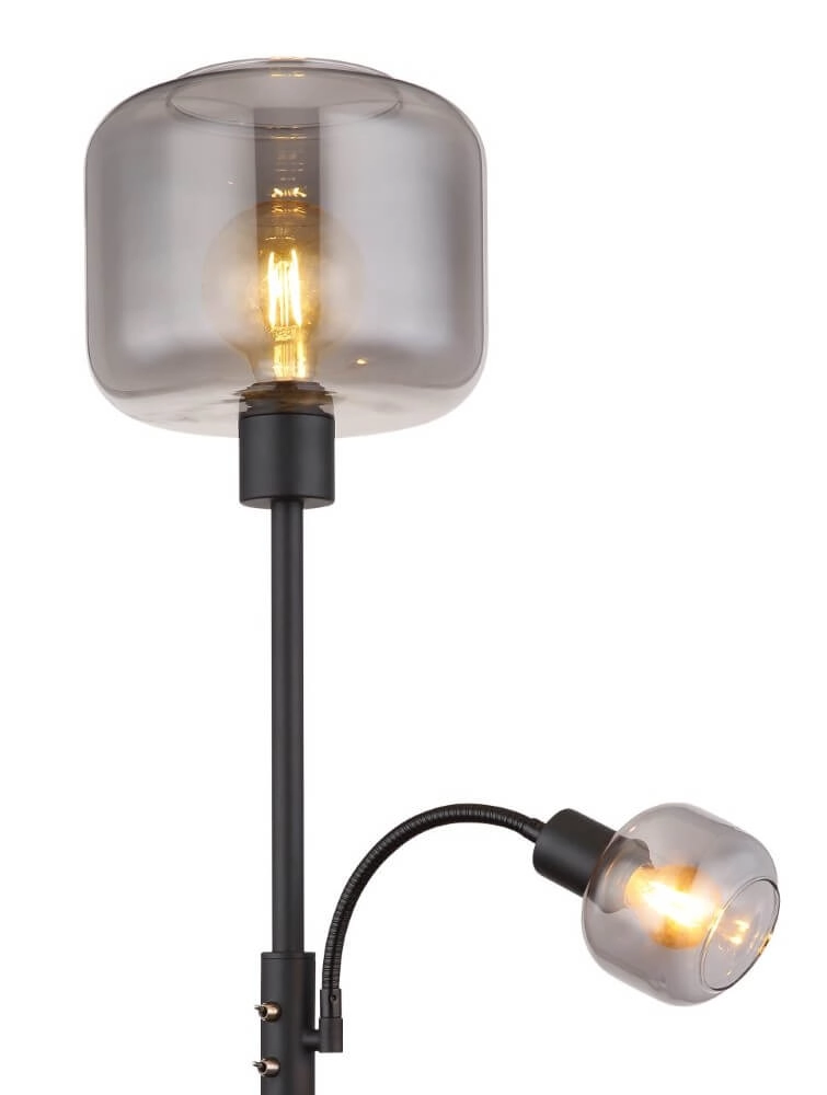 Black floor lamp Giuseppe smoke glass Globo 9007371438228
