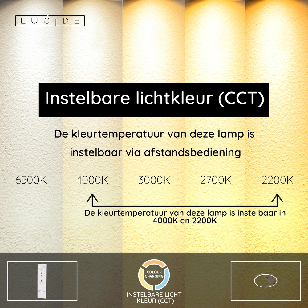 Design ceiling lamp Applause Ø 40cm - brushed steel - with remote control Premium by Lucide 5411212221780