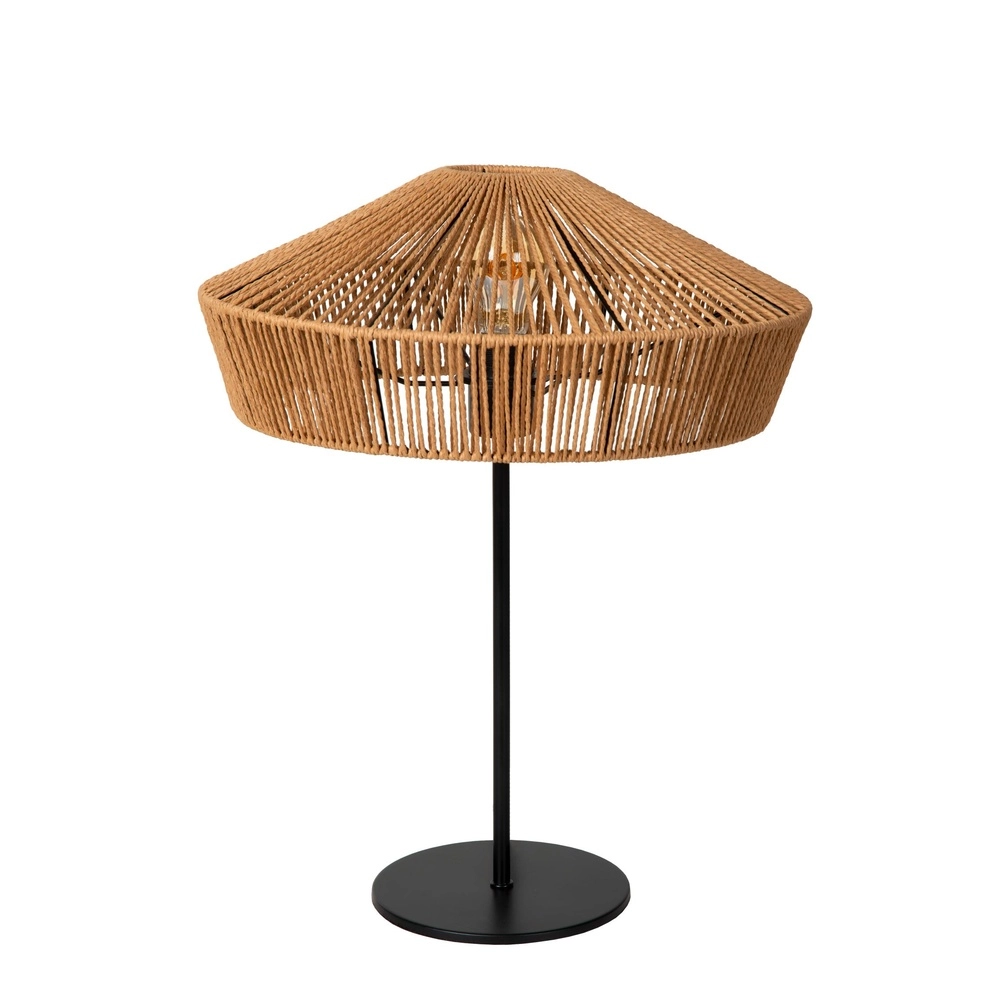 Table lamp Yunkai Ø 40cm black with rattan