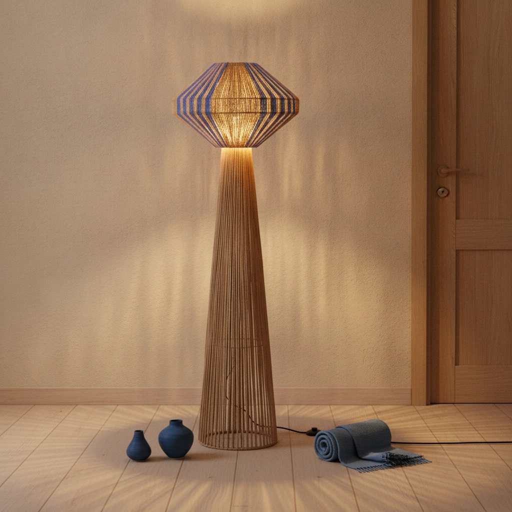 Floor lamp Abby Ø 50cm brown with blue