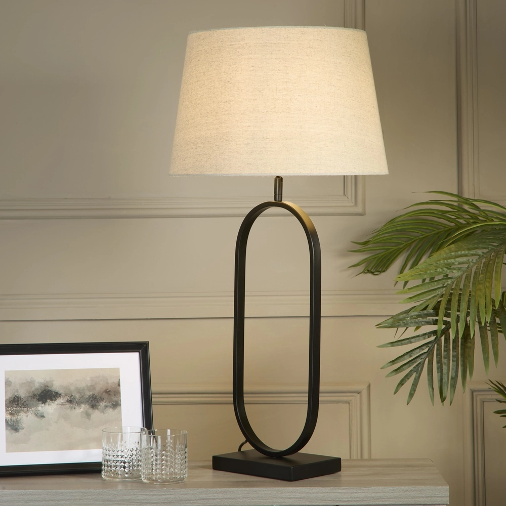 Table lamp Modish black with cream shade Searchlight 5053423306193