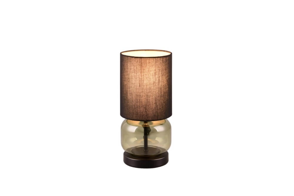 Black table lamp Elio with green glass