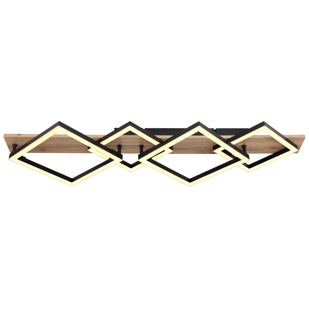 Ceiling lamp Beatrix 82cm squares black with wood Globo 9007371448395
