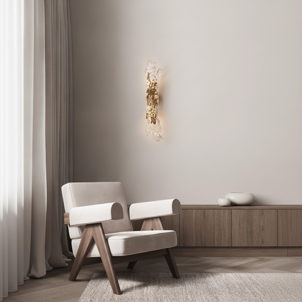 Gold wall lamp Avesa with clear glass