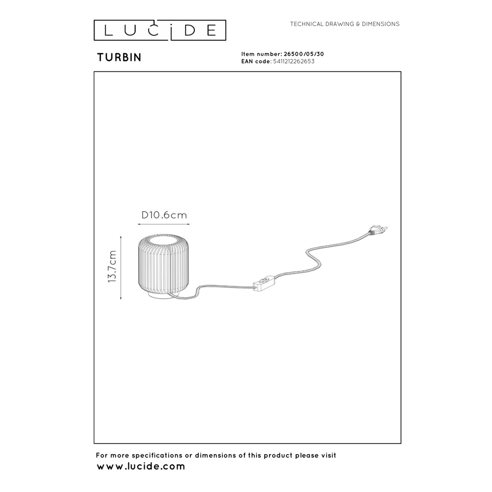 Table lamp Turbin Black Lucide 5411212262653