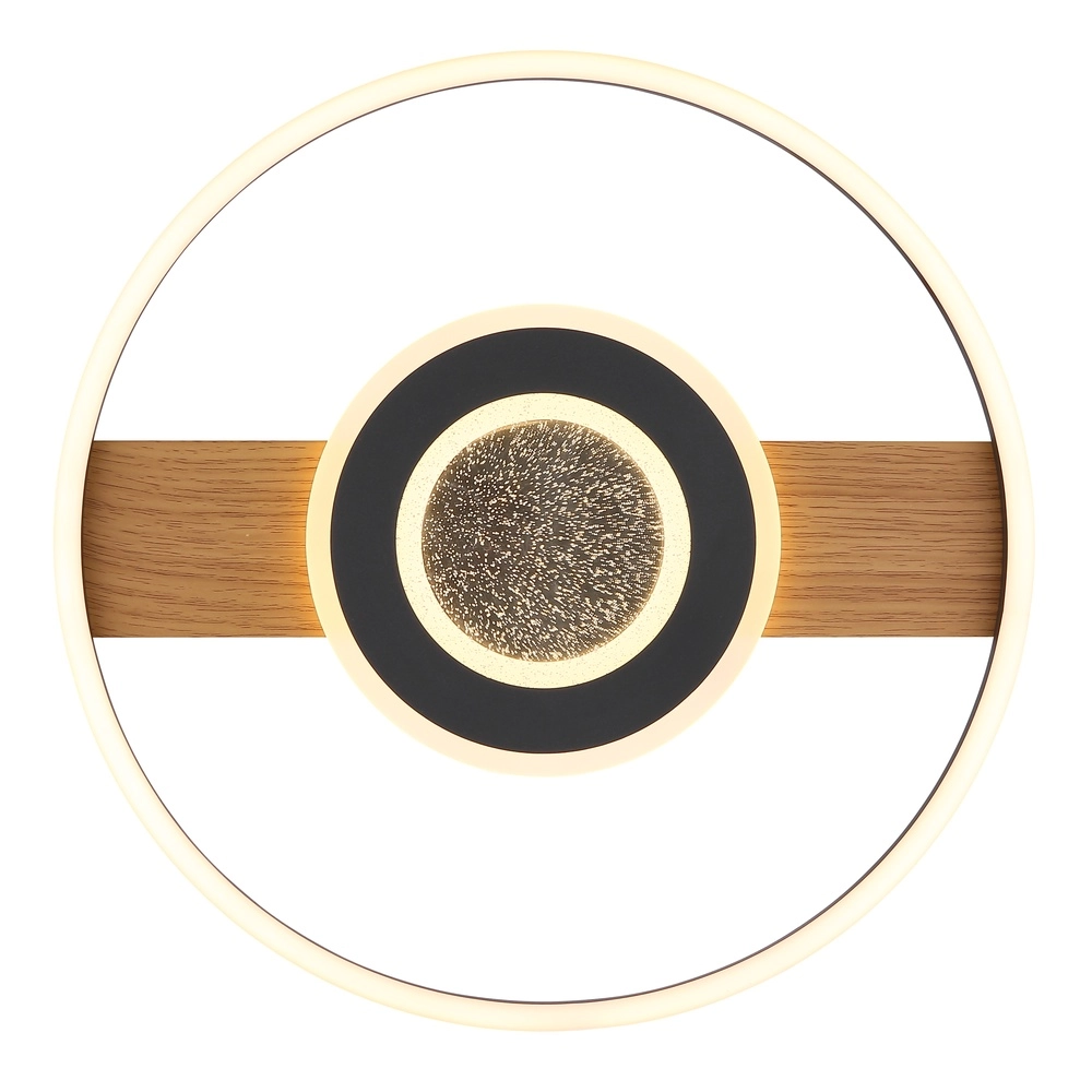 Black ceiling lamp Pikara Design with wood Globo 9007371462711