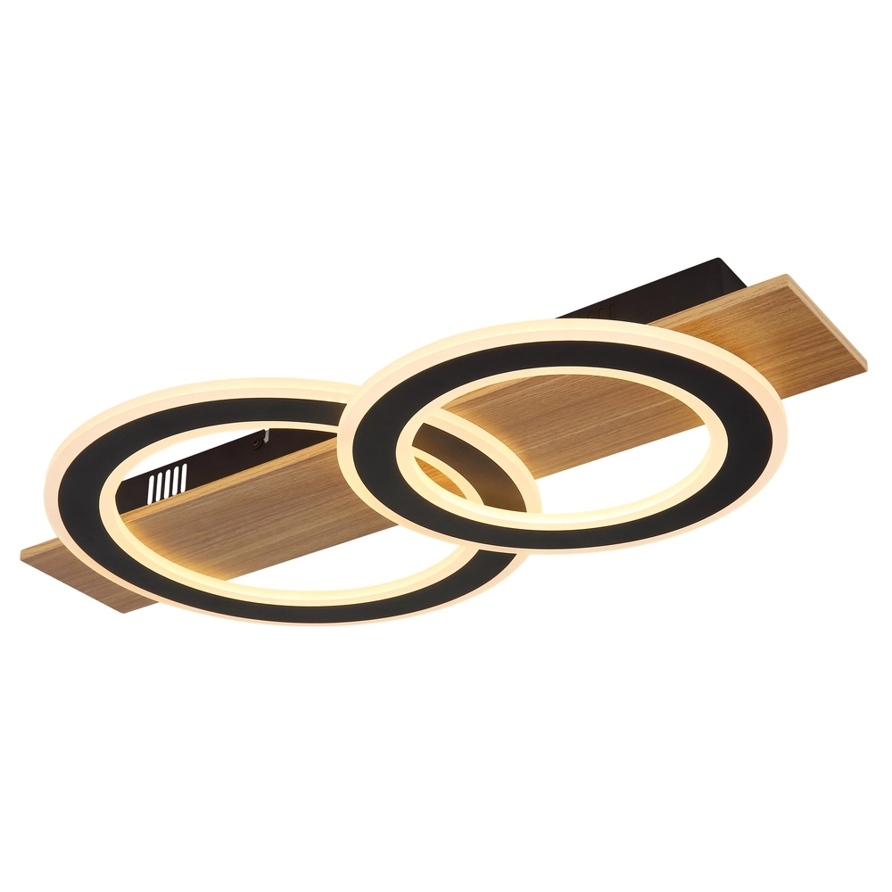 Design ceiling lamp Jayden Black with wood 3 rings