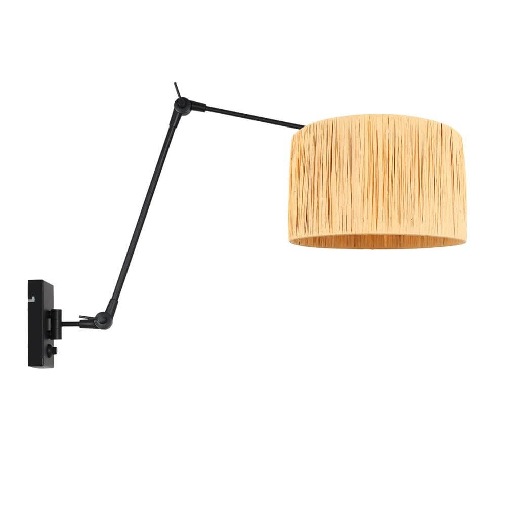 Wall lamp Prestige Chic black with straw shade