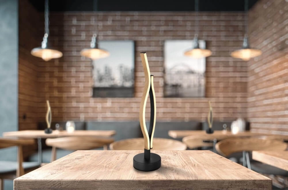 Table lamp Geronimo black with wood Globo 9007371448050