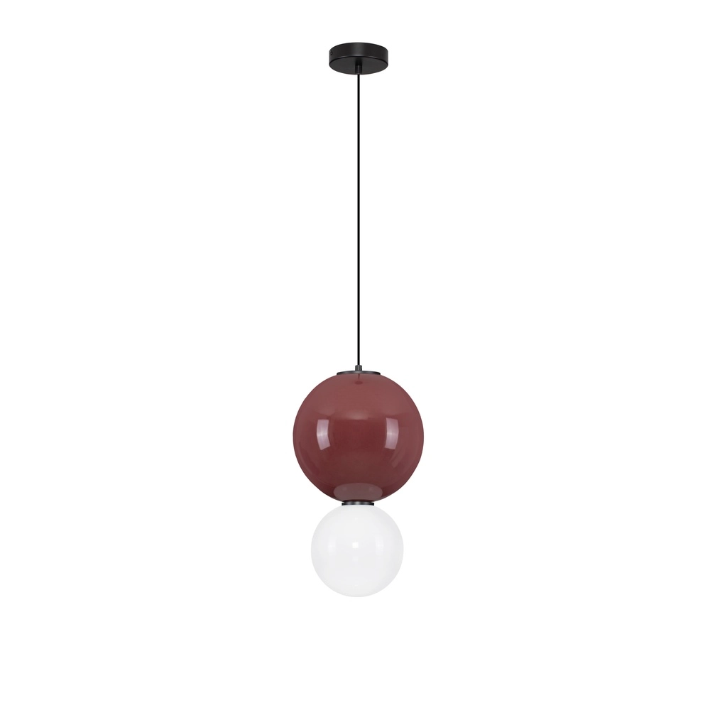Pendant lamp Noesis Ø 25cm burgundy red with white