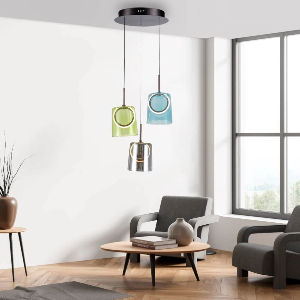 Pendant lamp Zula 3-light round Paul Neuhaus 4012248383636