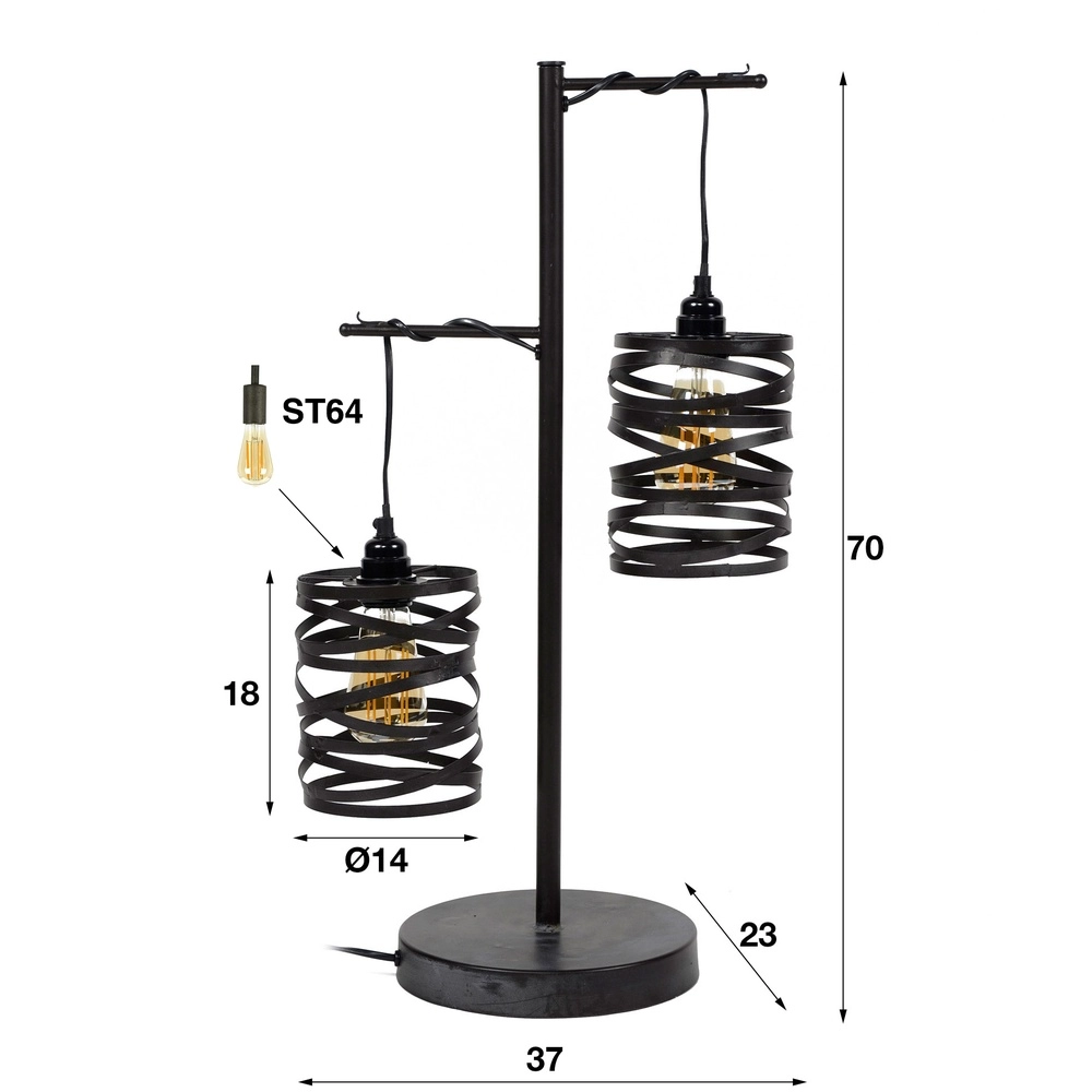 Country table lamp Spindle 2x E27 - slate grey Lyora 8716803513020