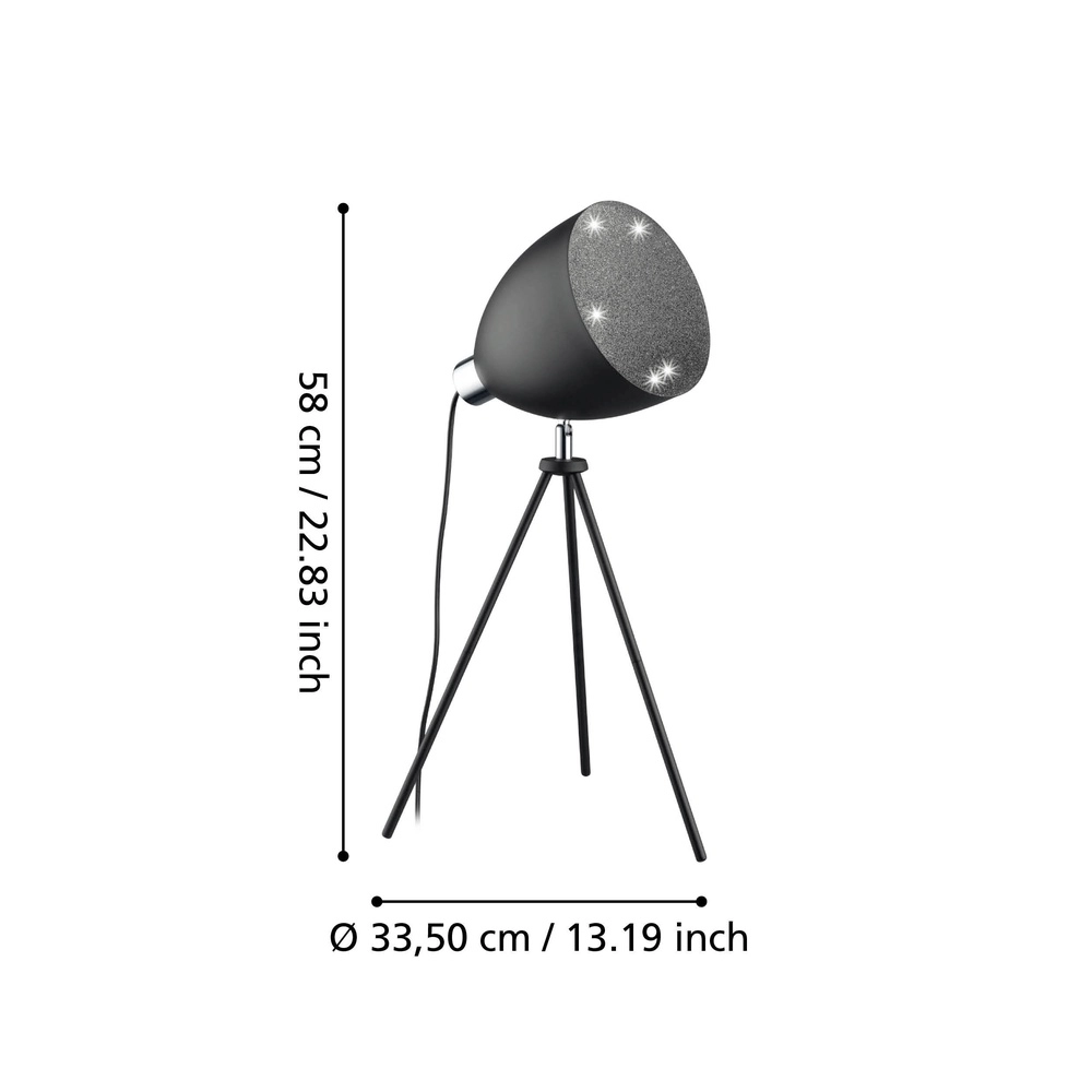 Tripod table lamp Mareperla Black Eglo 9002759793784