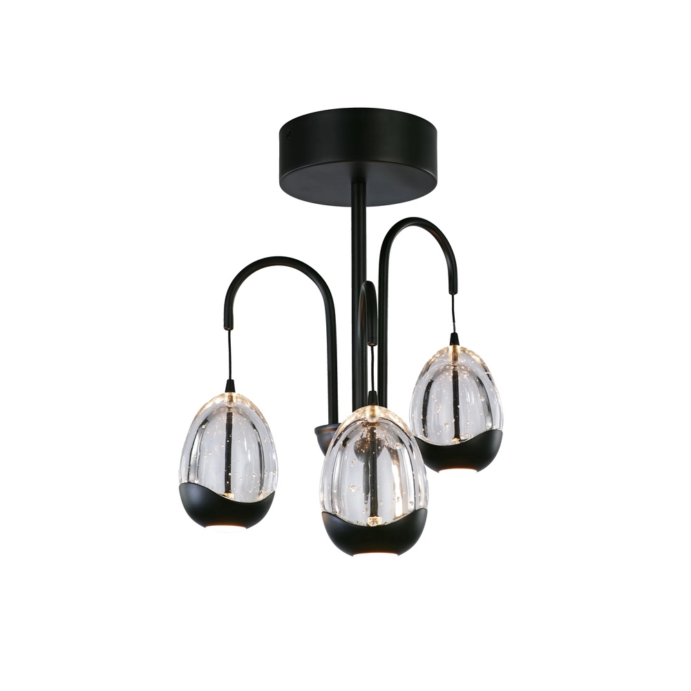 Ceiling lamp Clear Egg black 3-lights