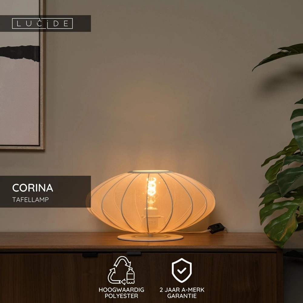 Table lamp Corina sand brown Ø 40cm Lucide 5411212032058