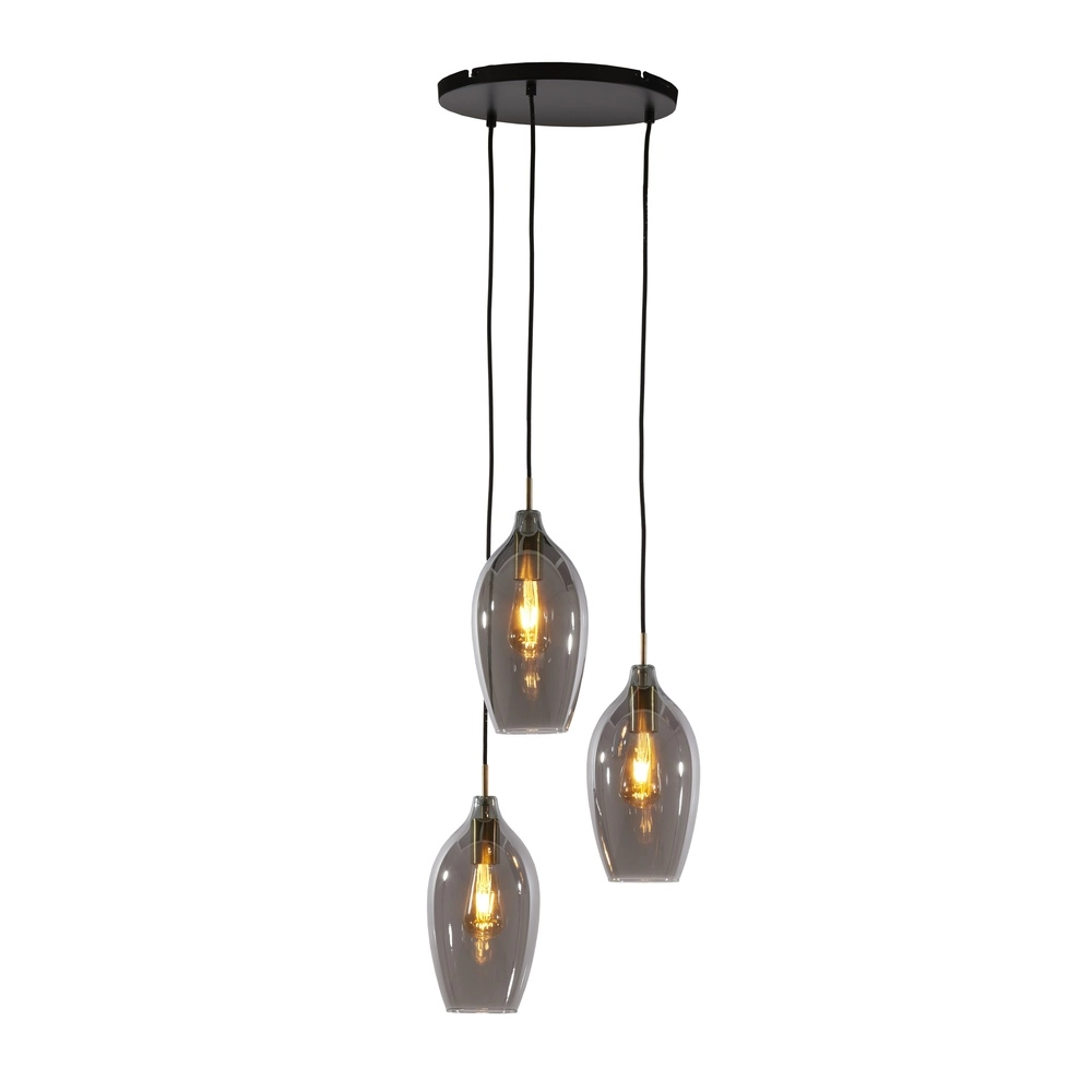 Dining table pendant lamp Lukaro 3-light - smoke glass Light & Living 8717807703264