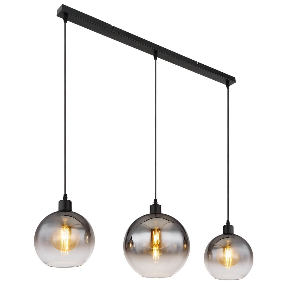Black pendant lamp Newcastle Sphere Smoke Glass 3-lights
