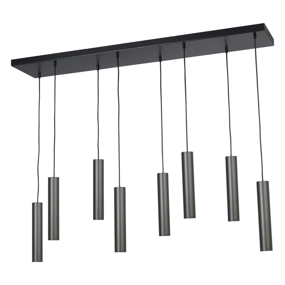 Black dining room hanging lamp Run 8-light cylinders gunmetal