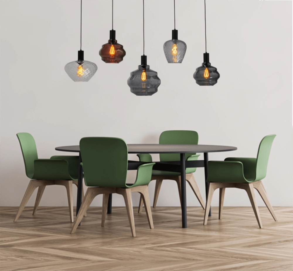 5-light hanging lamp - black - Porto with different glasses Masterlight 8718121270395