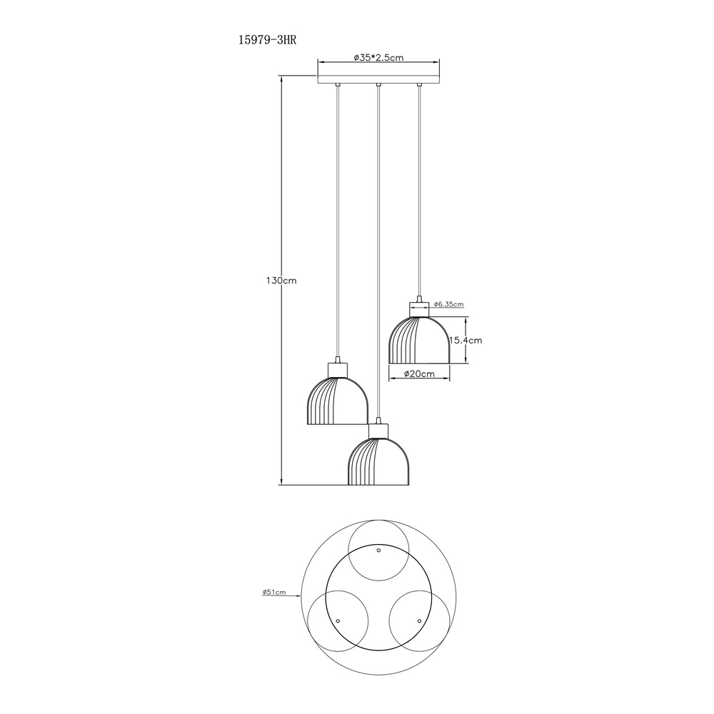 3-light pendant lamp Swanson Black Globo 9007371580651
