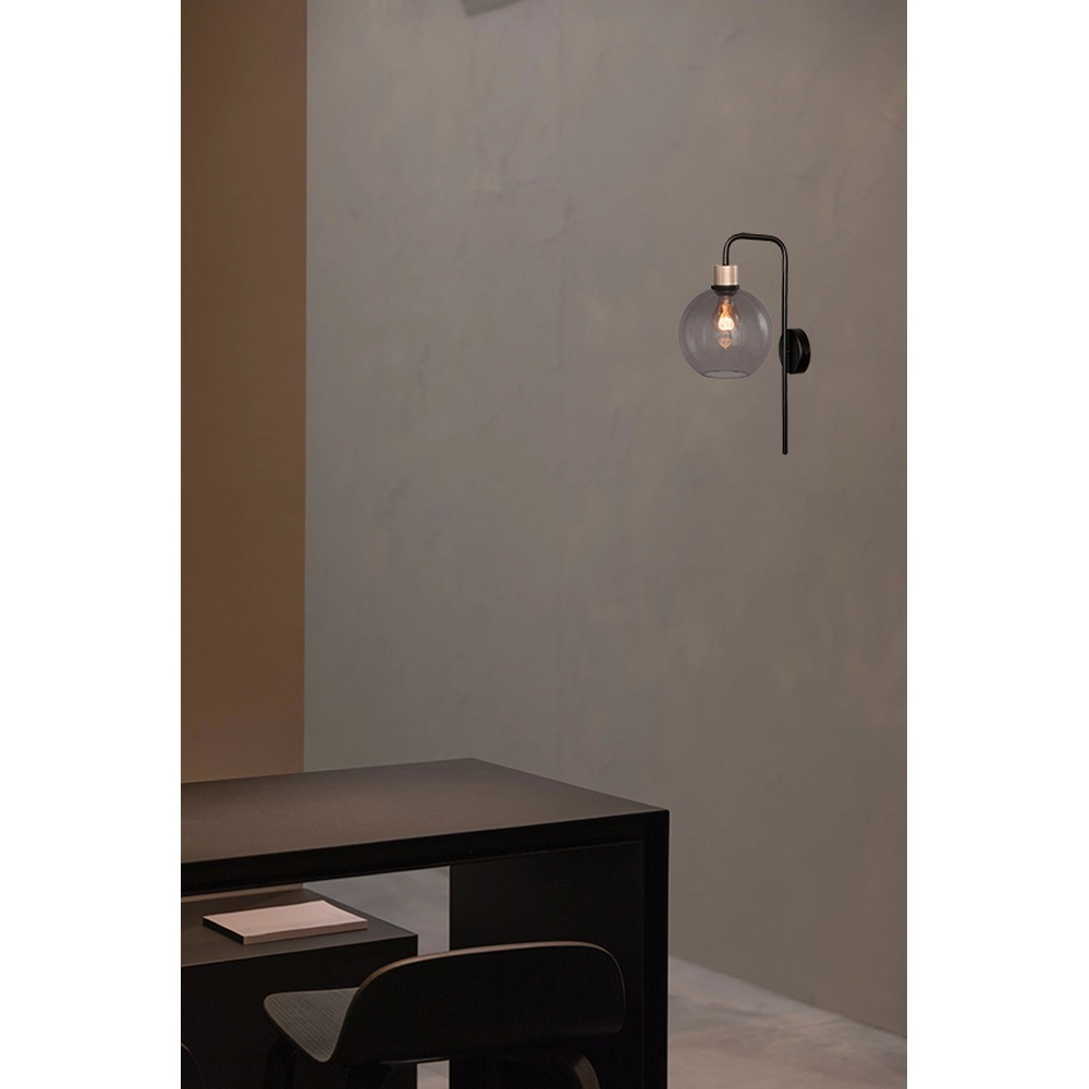 Wall lamp Lazise black with gold smoke glass Masterlight 8718121330686