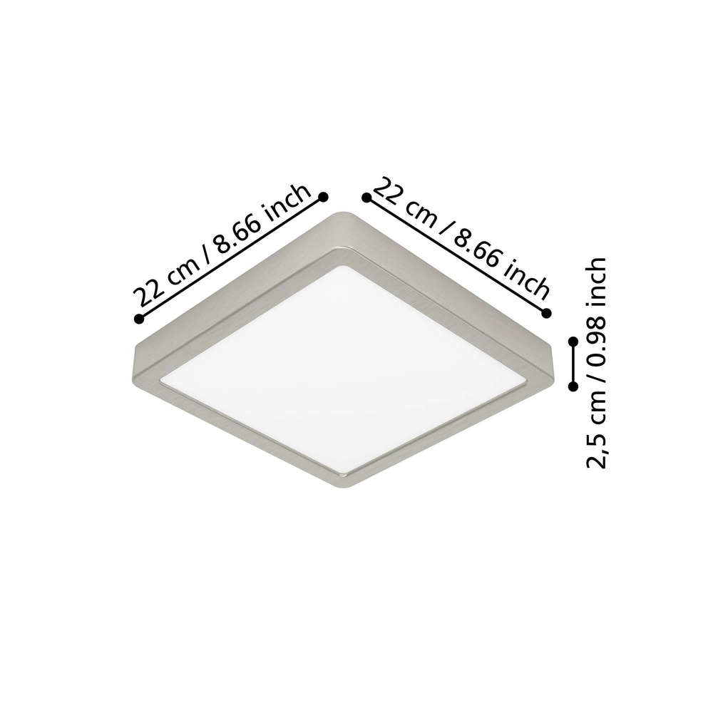 Led ceiling light Fueva 6 Square - Stainless Steel - 22x22cm Eglo 9008606330270