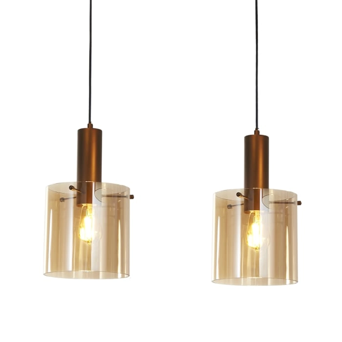 Brown pendant lamp Sweden 3-light straight Searchlight 5053423303802
