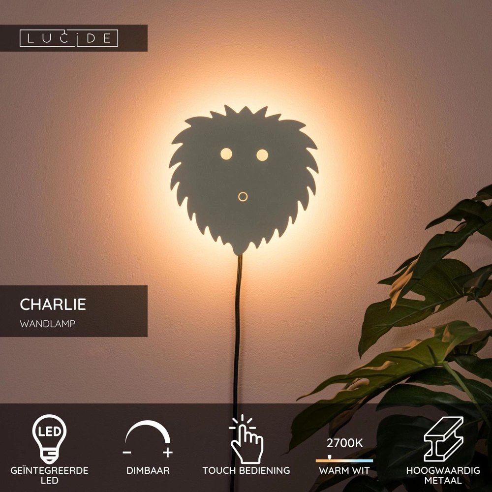 Children's room wall lamp Charlie sand brown Lucide 5411212441782