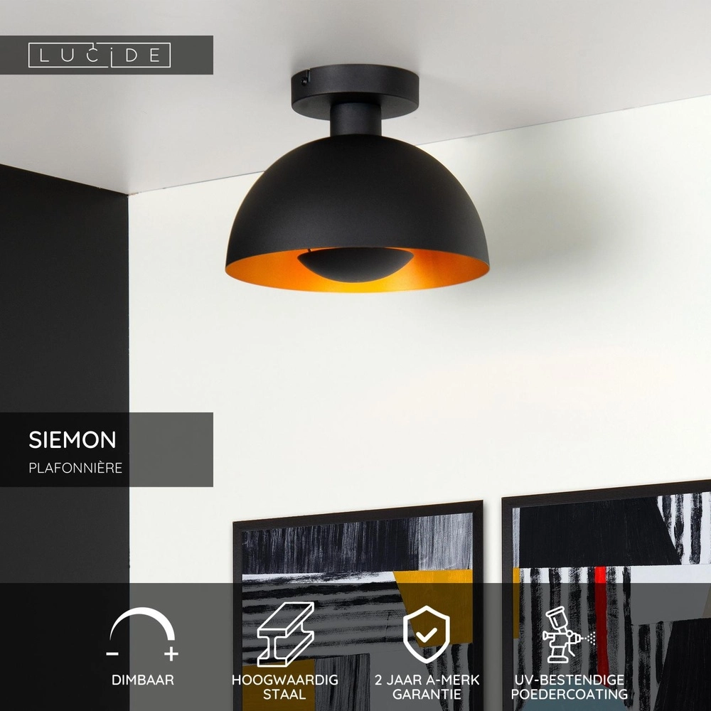 Design ceiling lamp Siemon Black Lucide 5411212451705