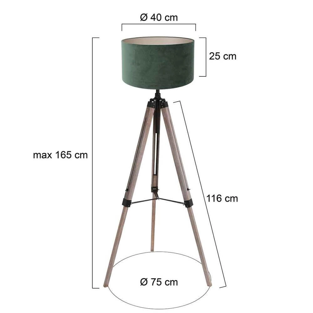 Tripod floor lamp Triek with green hood Steinhauer 8712746176148