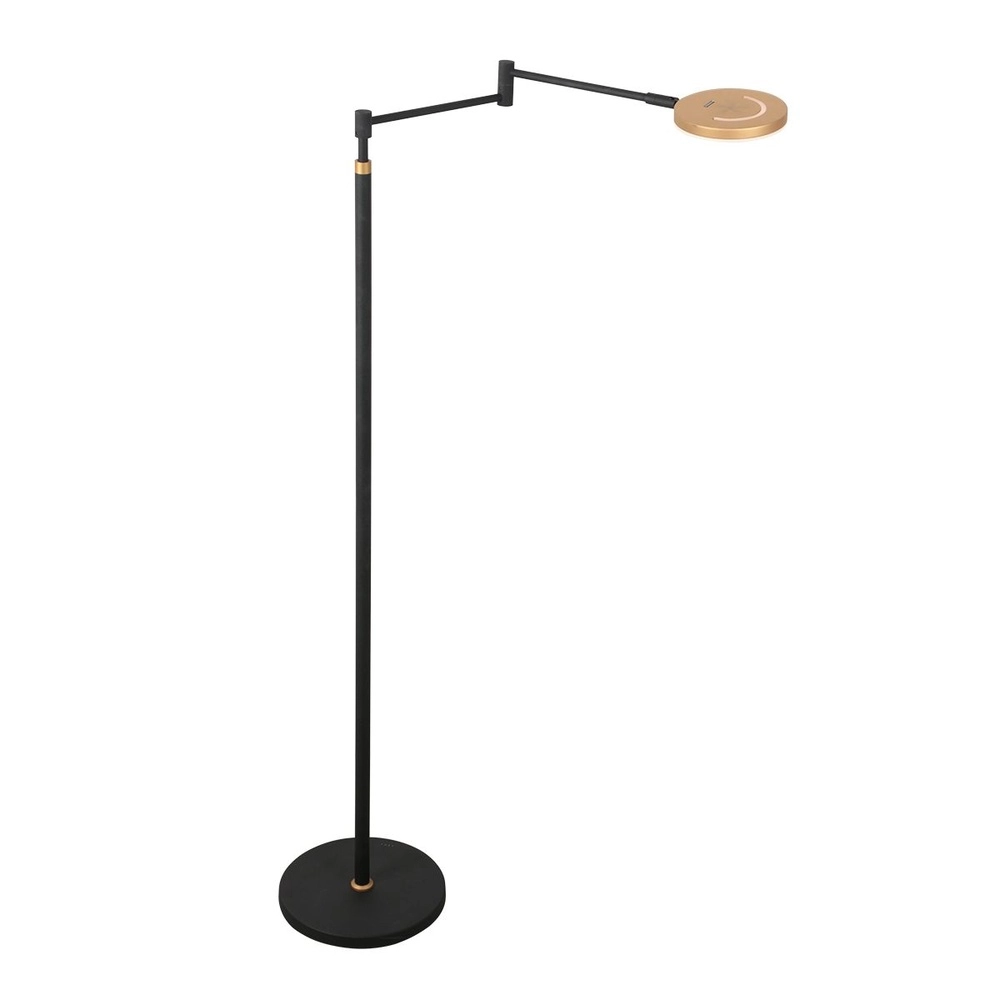 Design reading lamp Soleil black with gold cap