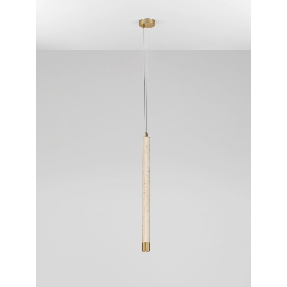 Modern pendant lamp Muse Gold with sand brown travertine Lyora 5212017495792