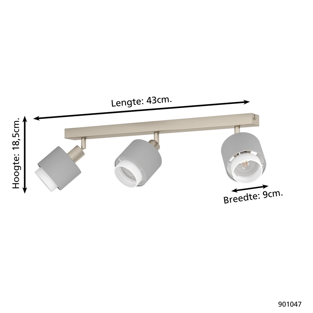 3-light ceiling lamp Bellizzi Stainless steel - 2x E14 Eglo 9008606304387