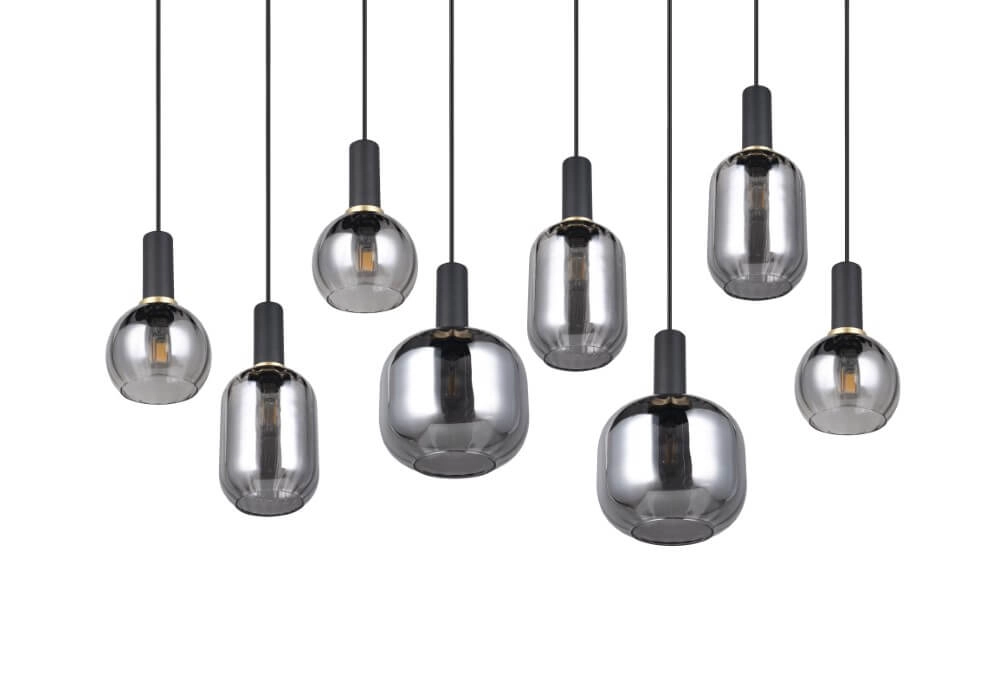 Dining room pendant lamp Diva 8-light - smoke glass Trio 4017807614589
