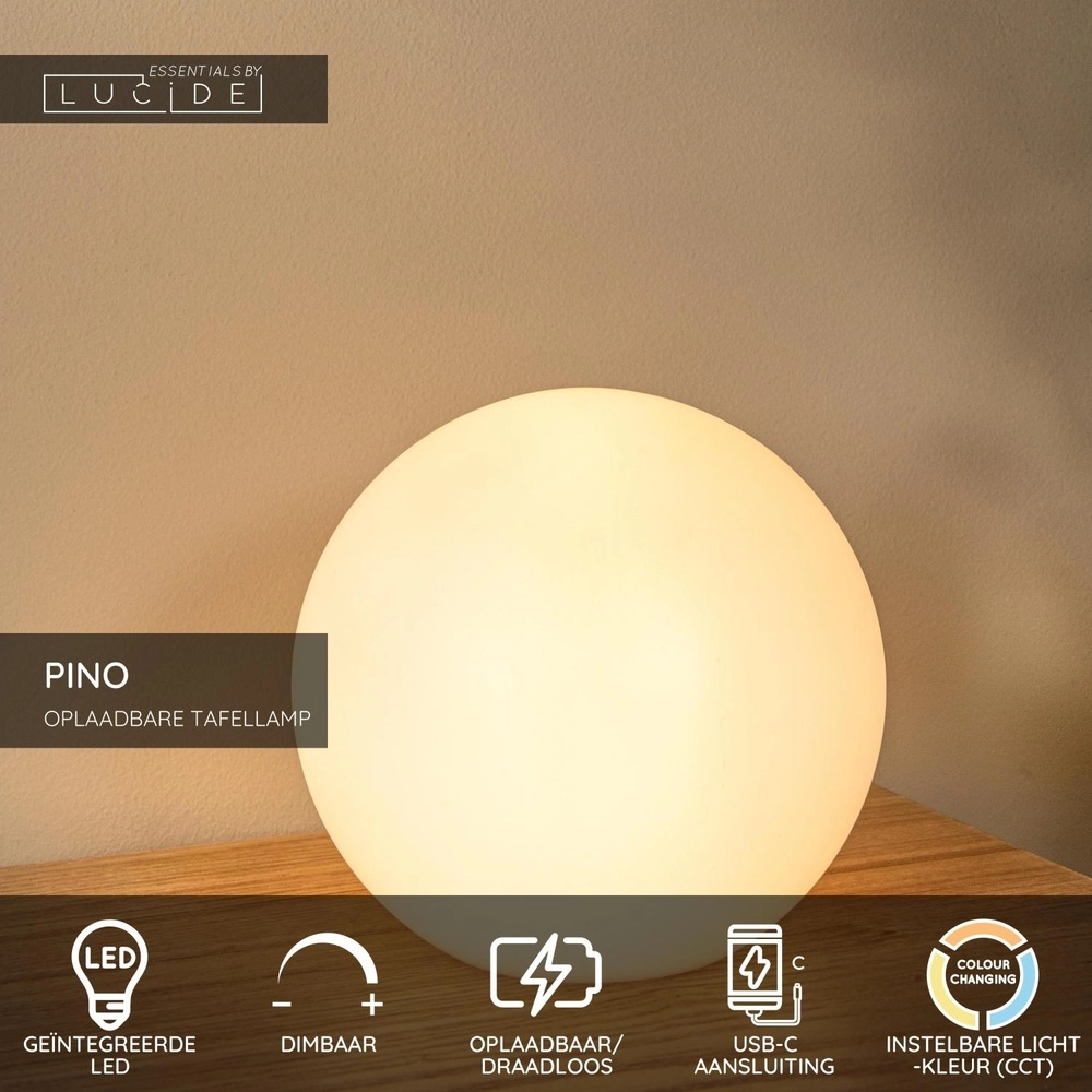 Rechargeable table lamp Pino M - white Lucide 5411212061645