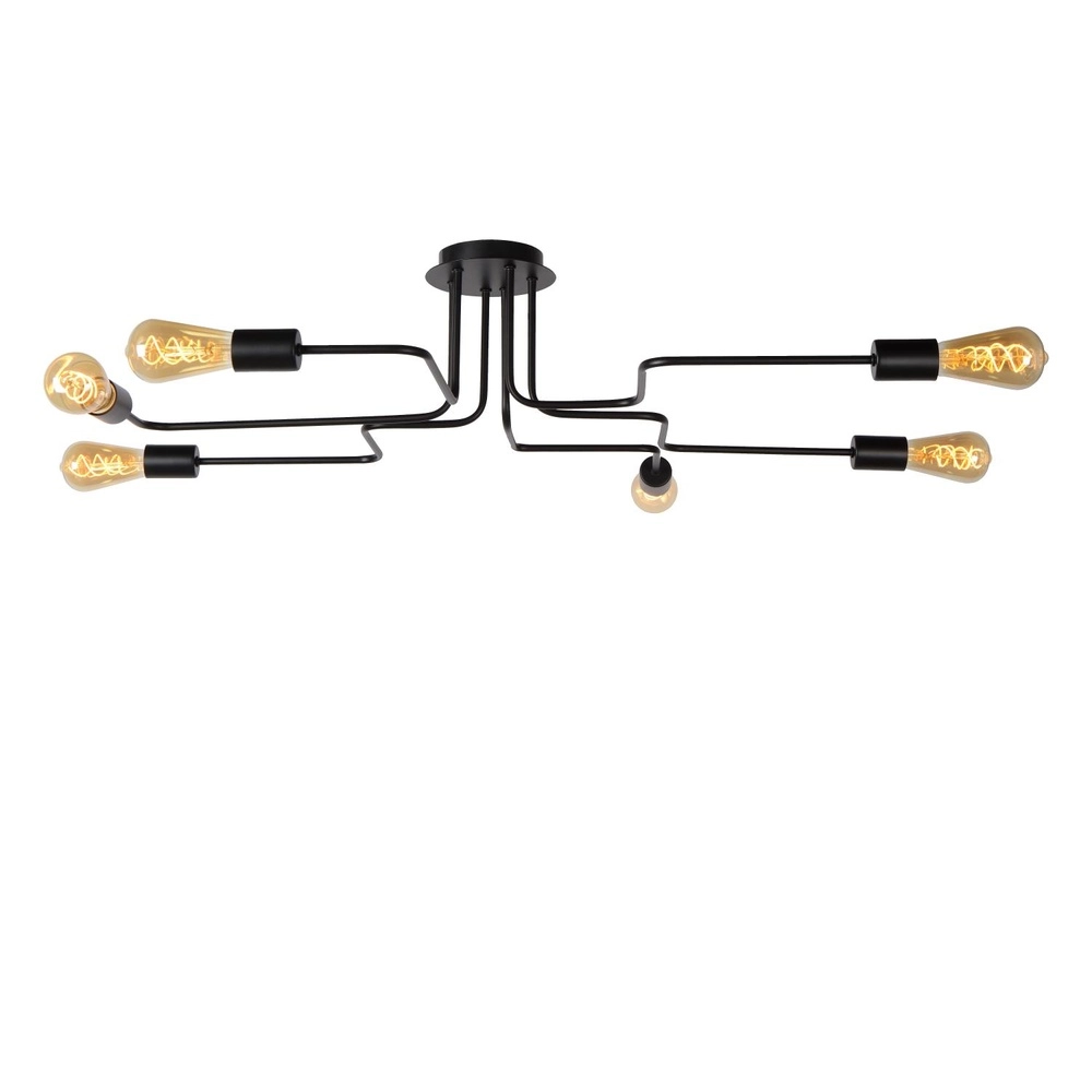 Ceiling lamp Lester 6-light black Lucide 5411212210890