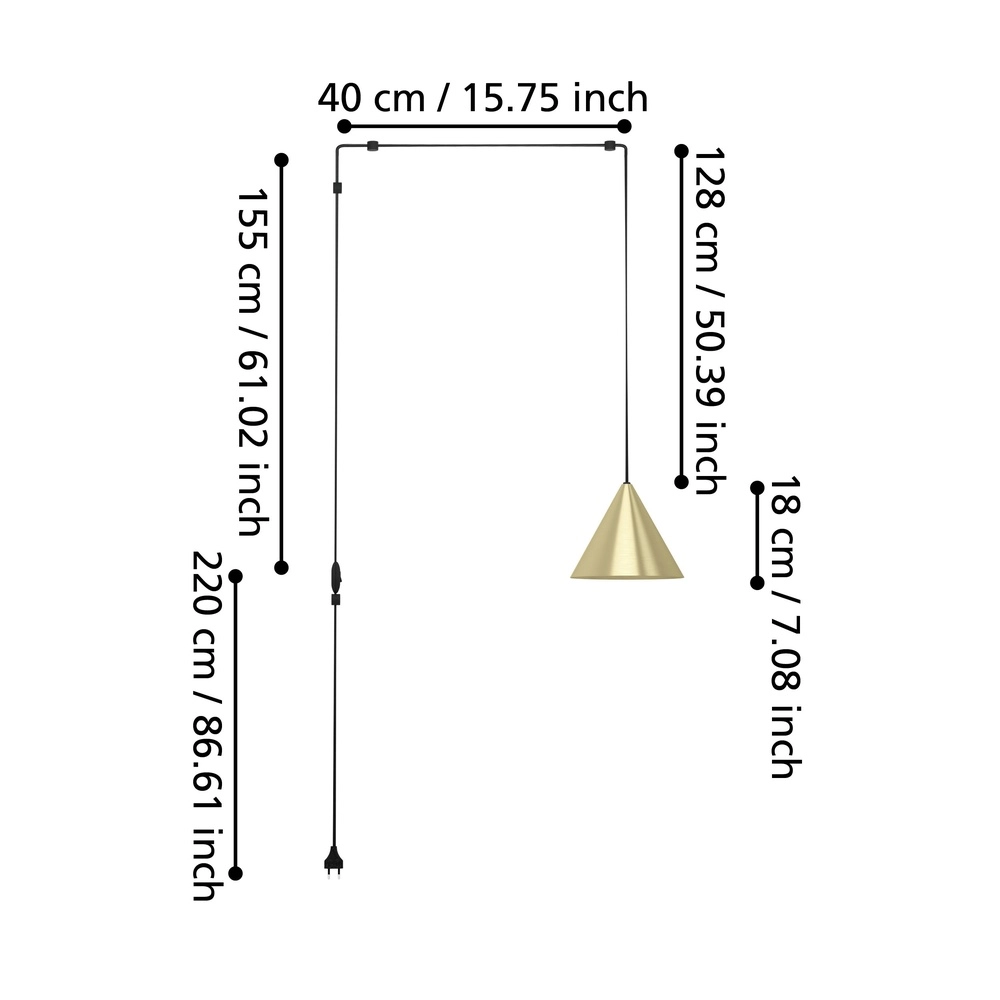 Flexible pendant lamp Narices Ø 18cm - gold - switch Eglo 9008606281824
