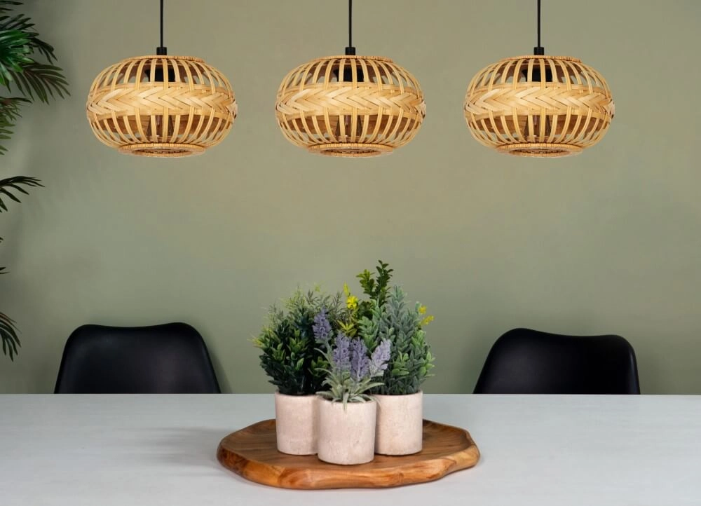Rattan 3-light pendant lamp Amsfield 1 Eglo 9002759438630
