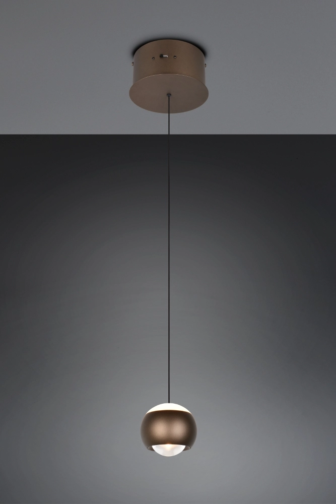 Led pendant light Orbit 1-light platinum brown