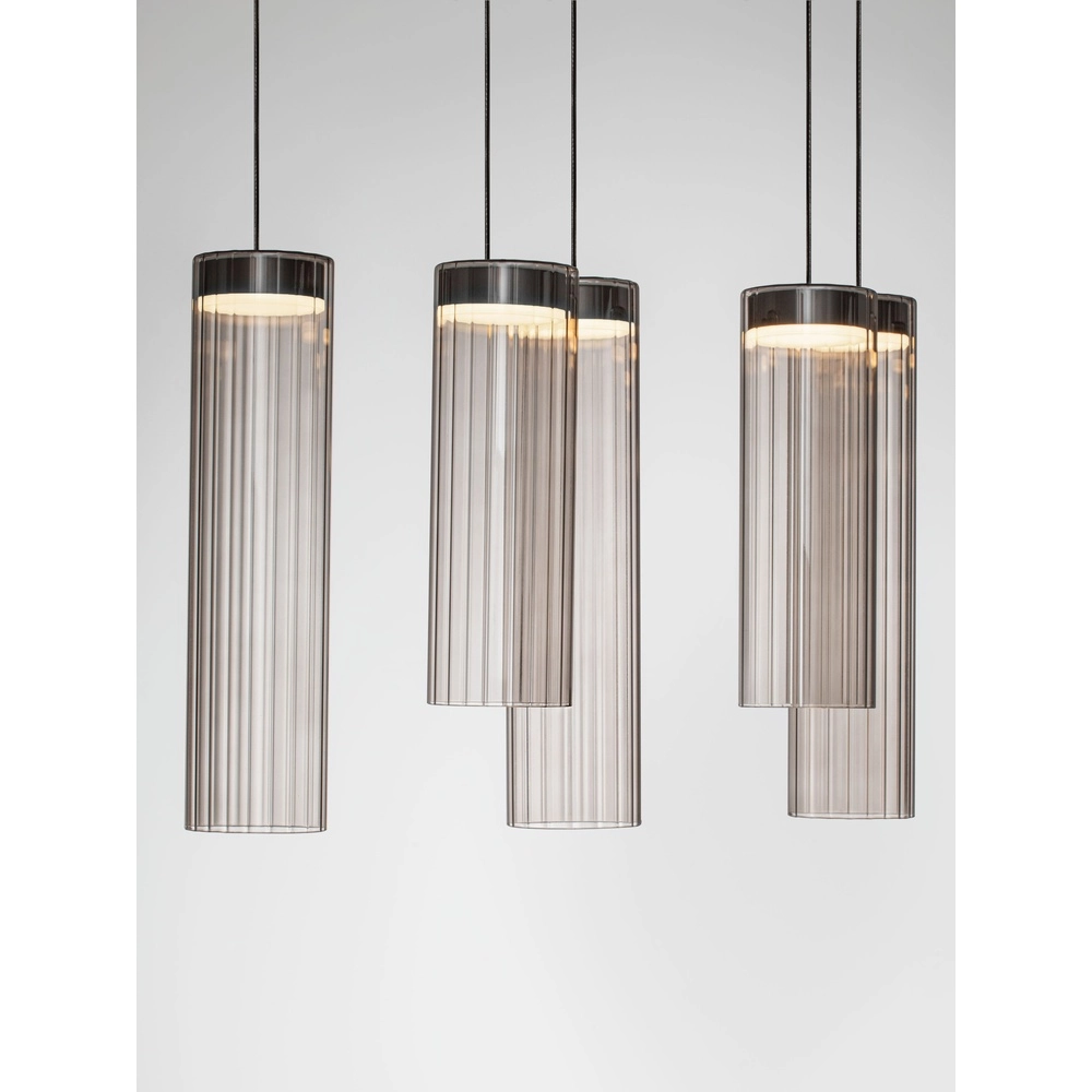 Design pendant lamp Brielle anthracite with mocha glass 8-lights Lyora 5212017495433
