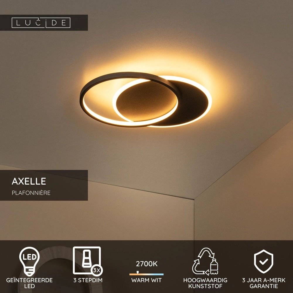 Design ceiling light Axelle black 2700K Lucide 5411212441713