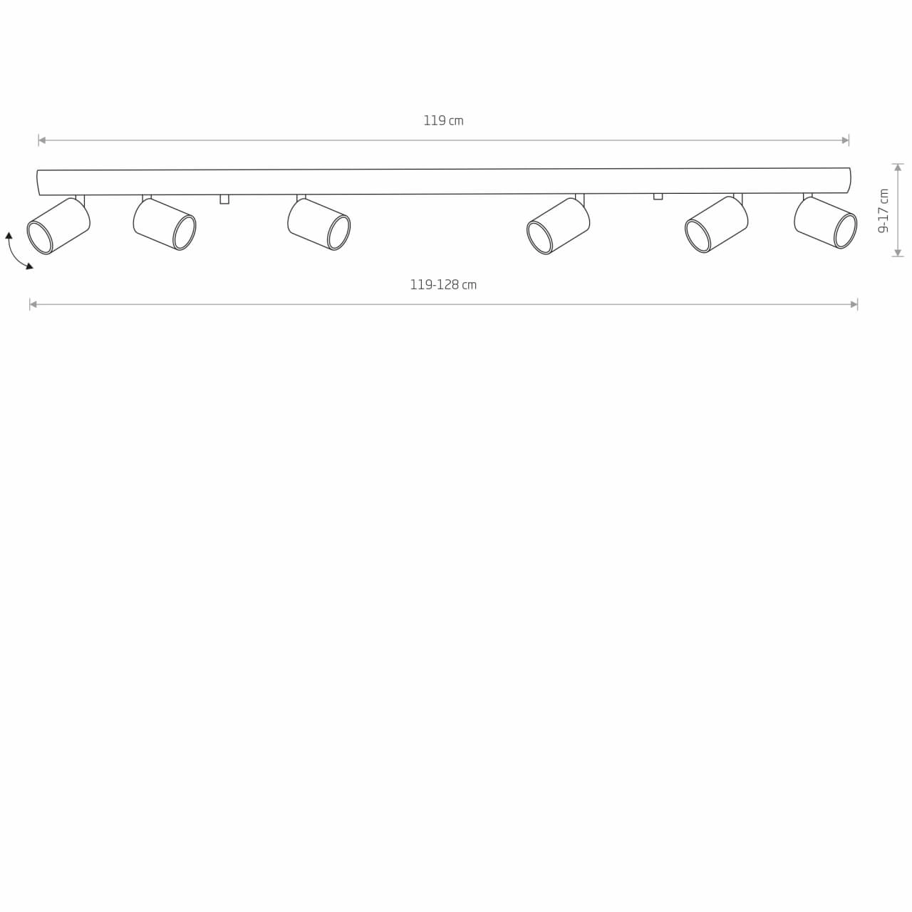 Black with gold ceiling spotlight Eye 6-light Lyora 5903139881999