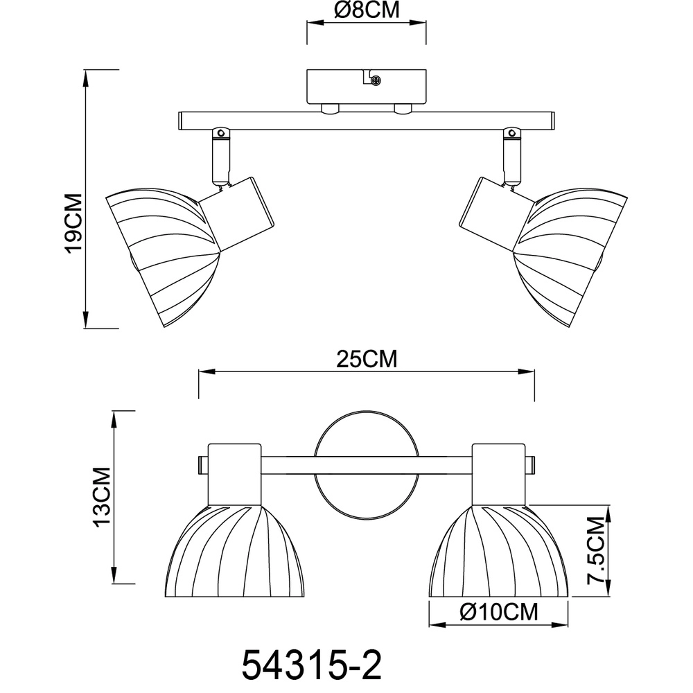 Ceiling lamp 2-lights Zachery nickel Globo 9007371531486