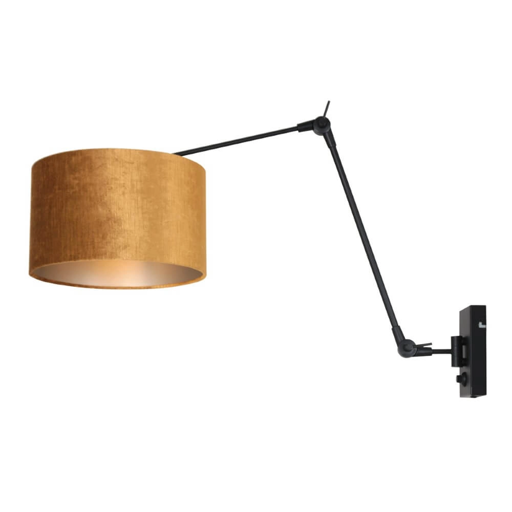 Rural wall lamp Prestige Chic black with gold velvet
