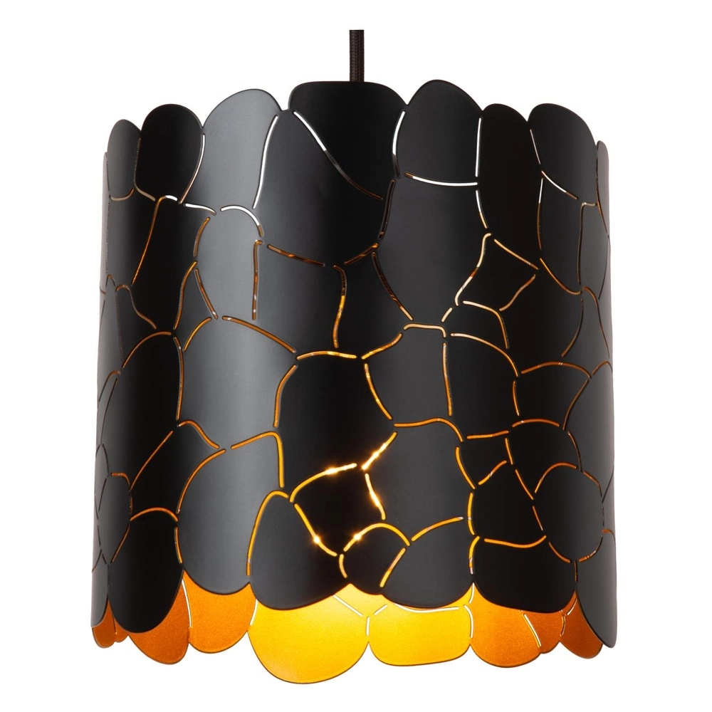 Pendant lamp Almelo 3-light black with gold inside round Lucide 5411212211880