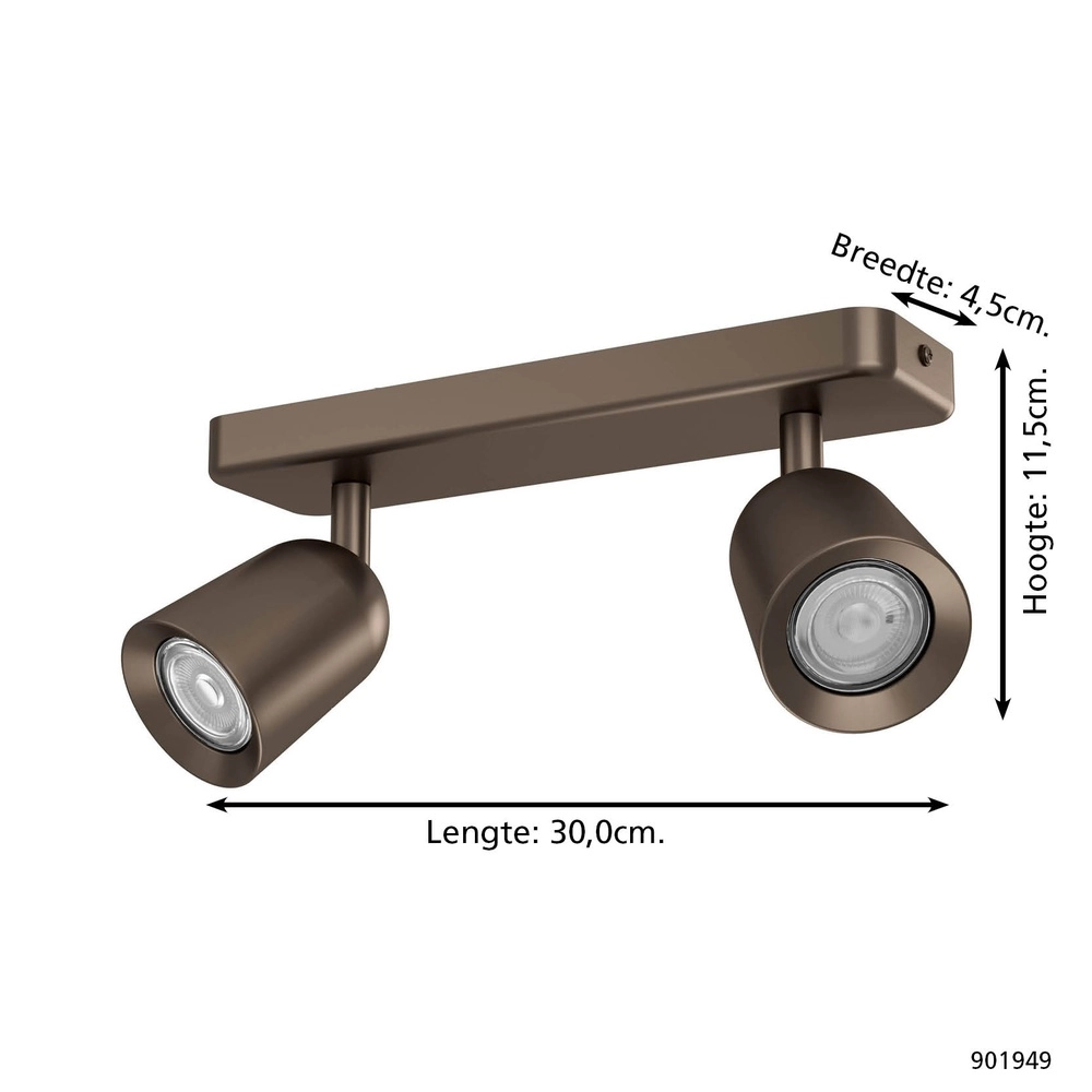 Surface-mounted spot Camaldoli 2-light bronze Eglo 9008606360413
